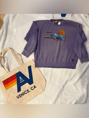 NWT AVIATOR NATION UNISEX Aspen 
 RELAXED CREW Medium + Tote Bag